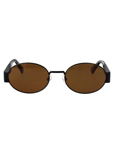 Moschino Couture Black Metal Sunglasses In Brown