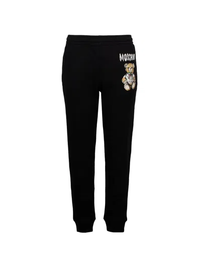 Moschino Couture Black Moschino Teddy Bear Cotton Track Pants For Women