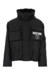 Moschino Nylon Jacket With Adjustable Waist And Hood In Multi