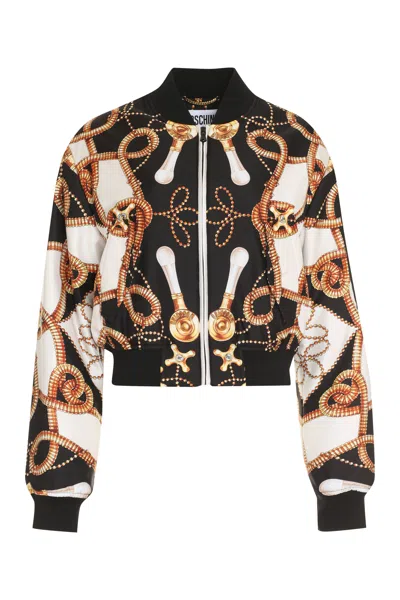Moschino Couture Black Printed Bomber Jacket For Women