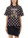 Moschino Polka-dot Teddy-print T-shirt In Black
