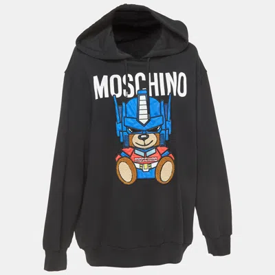 Pre-owned Moschino Couture Black Transformer Teddy Cotton Hoodie M