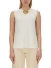Moschino Blouse With Heart Applique And Subtle Keyhole Detail