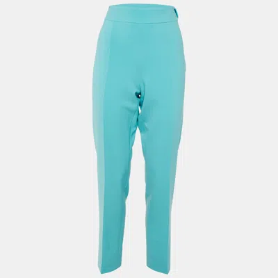 Pre-owned Moschino Couture Blue Crepe Straight Leg Trousers M