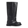 Moschino Elegant Black Leather Ankle Boots With Mini Heel