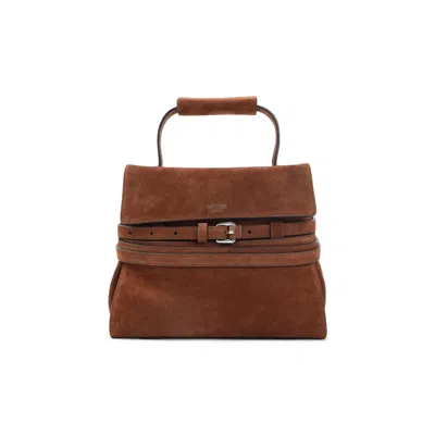 Moschino Couture Caffe Belted Top-handle Bag In Brown