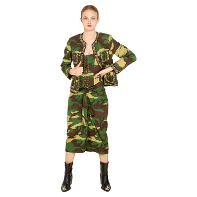 Pre-owned Moschino Couture Camouflage 3 Pc Skirt, Jacket, & Corset Set In Black