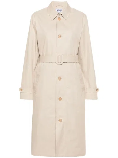 Moschino Couture Chain Link Detail Trench Coat In 0462 Beige