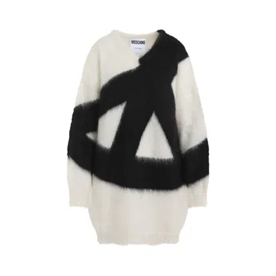 Moschino Chic Knit Dress For Women In Soft Mohair Blend In White