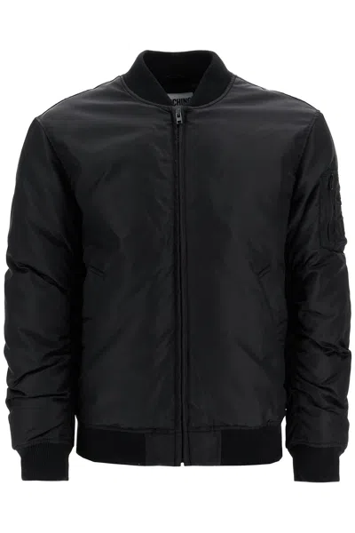Moschino Classic Bomber Jacket With Chic Lettering In Black