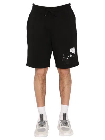 Moschino Couture Comics Characters Bermuda In Fantasy Print Black