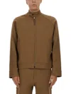 Moschino Brown Solid Mandarin Collar Jacket In Brown