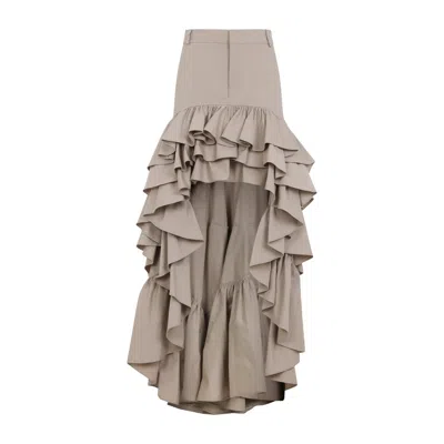 Moschino Couture Cotton Long Skirt For Women In Tan