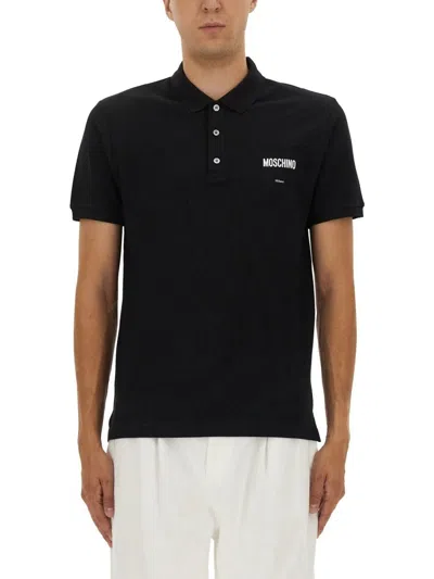 Moschino Couture Cotton Pique Polo In Black