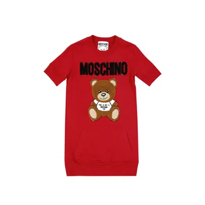 Moschino Cotton Teddy Dress In Red