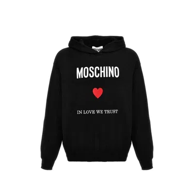 Moschino Couture Couture In Love We Trust Hooded Sweatshirt In Black