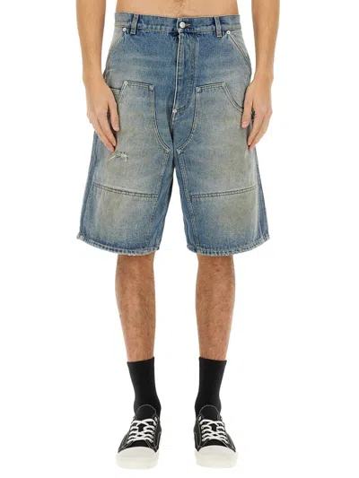 Moschino Denim Shorts With Faded Wash In Blue