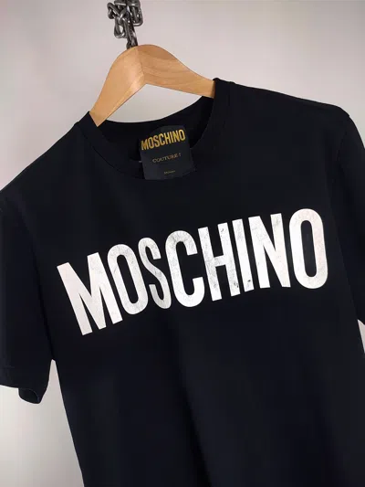 Pre-owned Moschino Couture Distressed Big Logo Print Black T-shirt