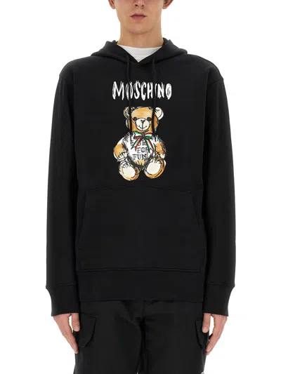 Moschino Couture Drawn Teddy Bear Sweatshirt In Black