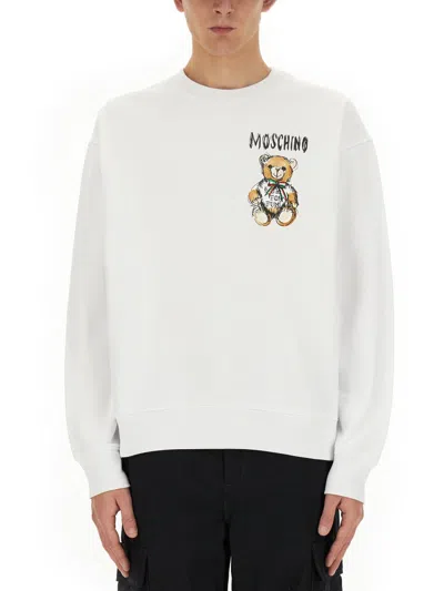 Moschino Couture Drawn Teddy Bear Sweatshirt In White