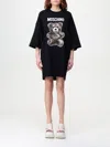 Moschino Oversized Crew Neck T-shirt Dress With Graphic Print In Black