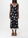 Moschino All-over Daisy Print Silk Twill Midi Dress In Black