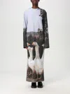 Moschino Multicolor Interlock Goose Print Maxi Dress In Blue