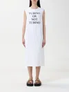 Moschino Graphic Print Midi Dress With Back Slit In White