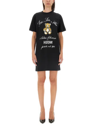 Moschino Couture Dress With Logo In Black