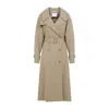 Moschino Cotton Blend Gabardine Long Trench Coat In Beige