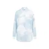 Moschino Blue Silk Long-sleeved Shirt In Navy