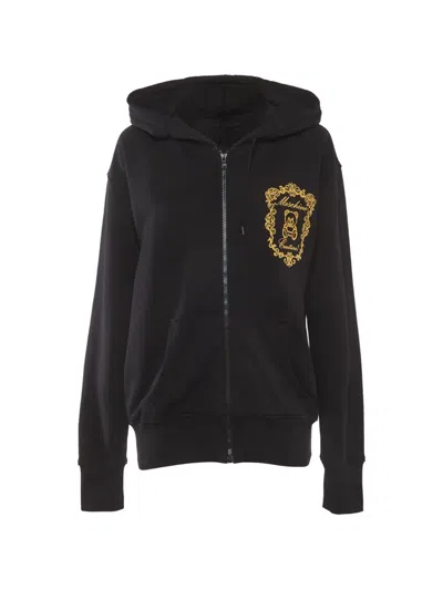 Pre-owned Moschino Couture Embroidered Hoodie In Black