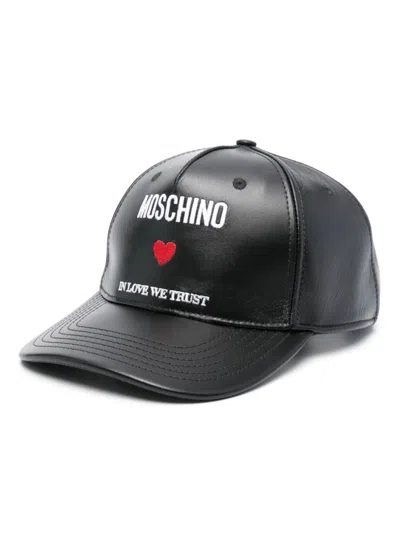 Moschino Couture Embroidered Logo Cap In Black