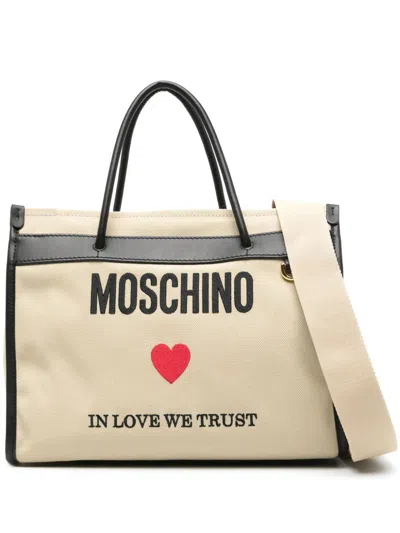 Moschino Couture Feminine Beige Tote Handbag For Ss24 In Brown