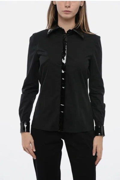 Moschino Couture Fitted Shirt With Vinyl Detailing In Black