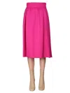 Moschino Pleated Midi Skirt Button Detail In Pink