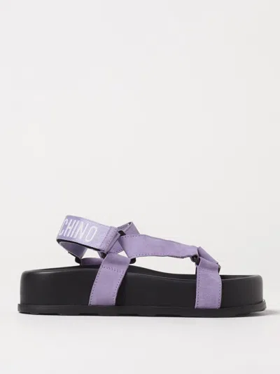 MOSCHINO FLAT SANDALS MOSCHINO COUTURE WOMAN COLOR LILAC,423539038
