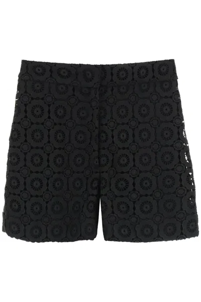Moschino Couture Floral Lace High-waisted Shorts For Women In Black