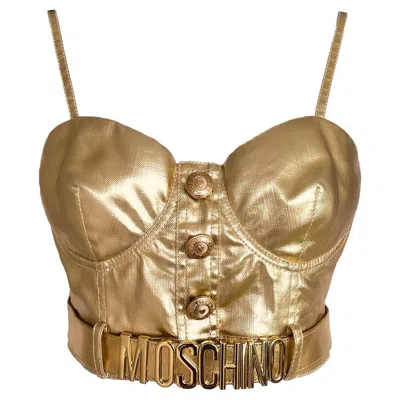 Pre-owned Moschino Couture Gold Bustier Corset And Jacket Set Metallic In Brown