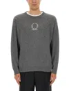 Moschino Wool And Cashmere Pullover Laurel Crown Embroidery In Gray