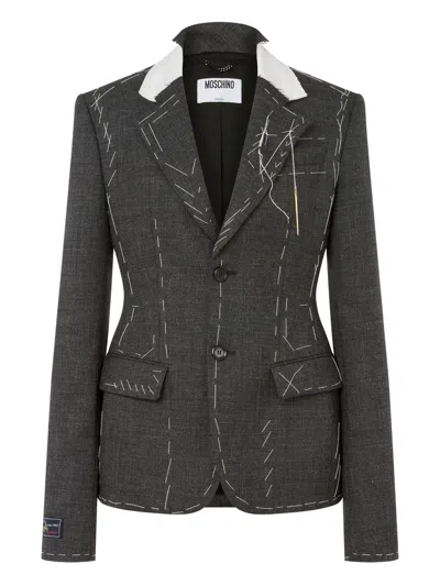Moschino Couture Grey Wool Blazer In Gray