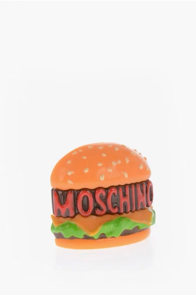 Moschino Couture! Hamburger Pin In Orange