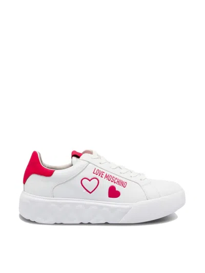 Moschino Couture Heart 45 Logo Sneakers In White