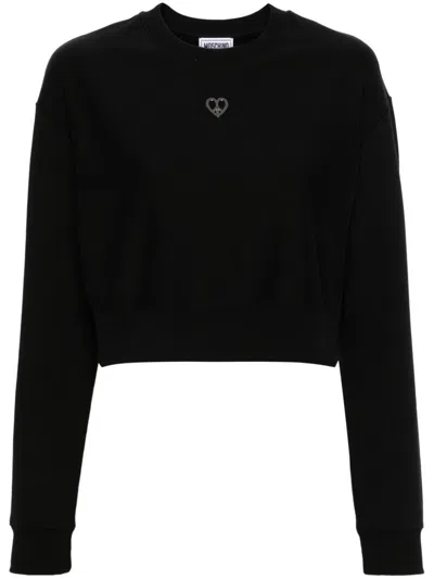 Moschino Couture Heart Plaque Sweatshirt In Black