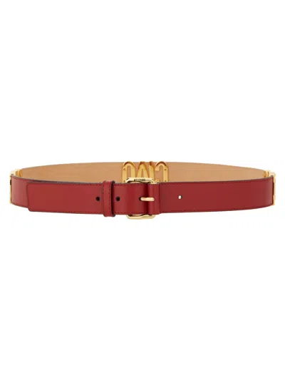 Moschino Adjustable Gold-tone Buckle Belt In Red