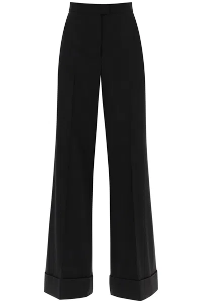 Moschino Couture High-waisted Wool Palazzo Trousers For Women In Black