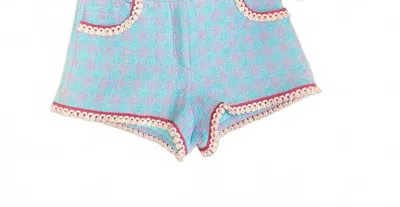 MOSCHINO COUTURE HOUNDSTOOTH SHORTS IN BLUE