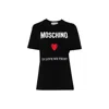 Moschino Black Regular Fit T-shirt With Logo And Heart Graphic In Black