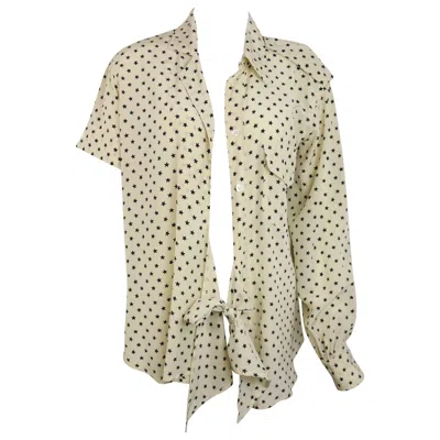 Pre-owned Moschino Couture Ivory Star Pattern Asymmetric Silk Shirt In White