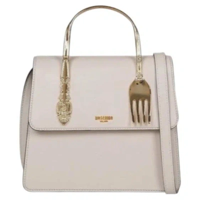 Pre-owned Moschino Couture, Jeremy Scott , Metallic Gold, Fork Cutlery, Crossbody Bag In Beige